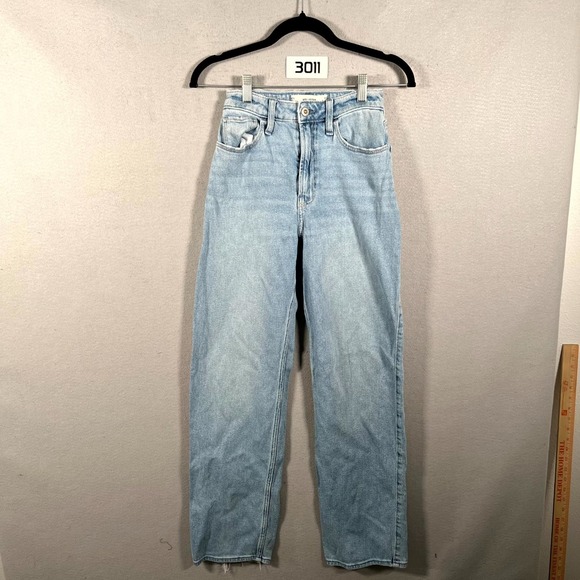 Hollister Denim - Hollister Dad Jeans Womens 000R Blue Denim Ultra High Rise Light Wash Straight